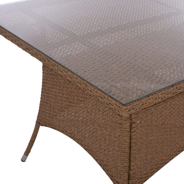 ΤΡΑΠΕΖΙ ΜΕΤΑΛΛΙΚΟ MINSK RATTAN ΜΠΕΖ ΚΑΦΕ HM5507.02 150x90x75 εκ. - Image 4