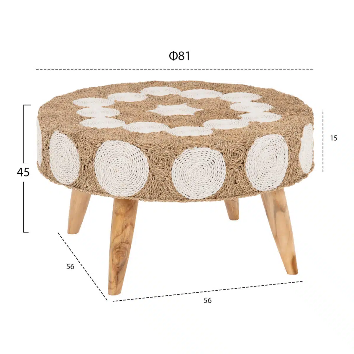 ΤΡΑΠΕΖΙ ΣΑΛΟΝΙΟΥ HM7825 ΞΥΛΟ ΤΕΑΚ ΚΑΙ SEAGRASS ΣΕ ΦΥΣΙΚΟ & ΛΕΥΚΟ Φ81x45Υεκ. - Image 2