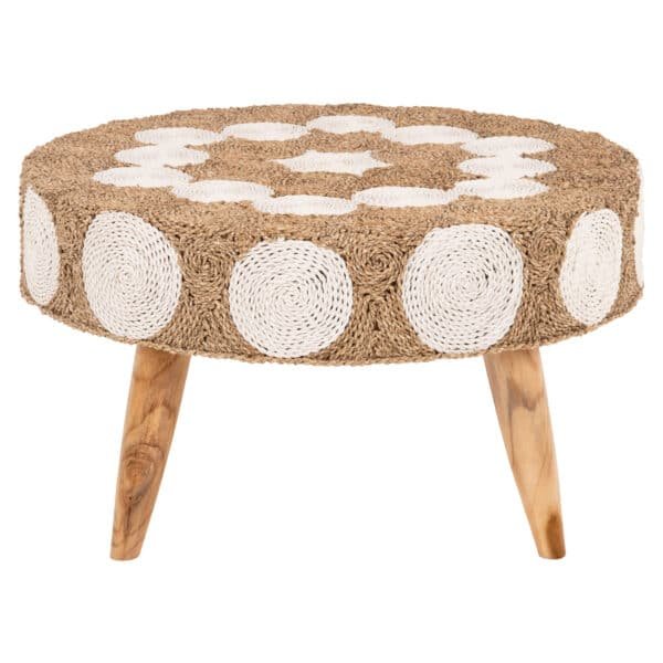 ΤΡΑΠΕΖΙ ΣΑΛΟΝΙΟΥ HM7825 ΞΥΛΟ ΤΕΑΚ ΚΑΙ SEAGRASS ΣΕ ΦΥΣΙΚΟ & ΛΕΥΚΟ Φ81x45Υεκ. - Image 3