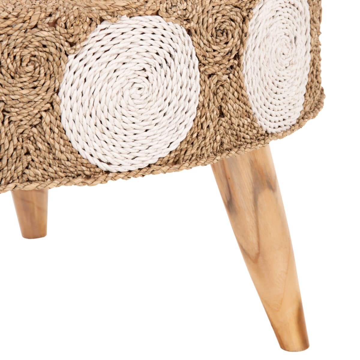 ΤΡΑΠΕΖΙ ΣΑΛΟΝΙΟΥ HM7825 ΞΥΛΟ ΤΕΑΚ ΚΑΙ SEAGRASS ΣΕ ΦΥΣΙΚΟ & ΛΕΥΚΟ Φ81x45Υεκ. - Image 4