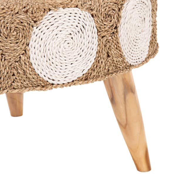 ΤΡΑΠΕΖΙ ΣΑΛΟΝΙΟΥ HM7825 ΞΥΛΟ ΤΕΑΚ ΚΑΙ SEAGRASS ΣΕ ΦΥΣΙΚΟ & ΛΕΥΚΟ Φ81x45Υεκ. - Image 4