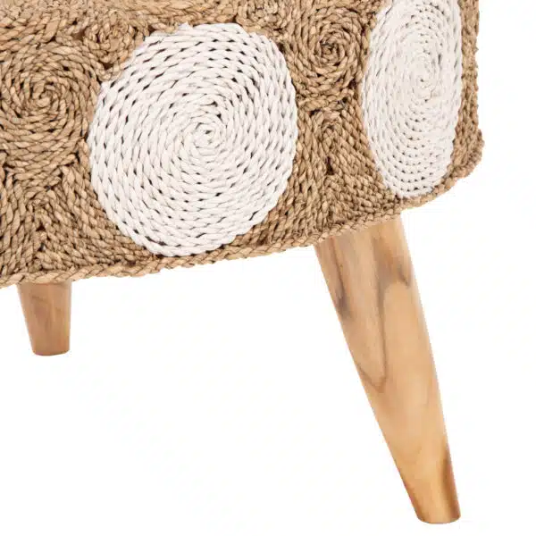 ΤΡΑΠΕΖΙ ΣΑΛΟΝΙΟΥ HM7825 ΞΥΛΟ ΤΕΑΚ ΚΑΙ SEAGRASS ΣΕ ΦΥΣΙΚΟ & ΛΕΥΚΟ Φ81x45Υεκ. - Image 4