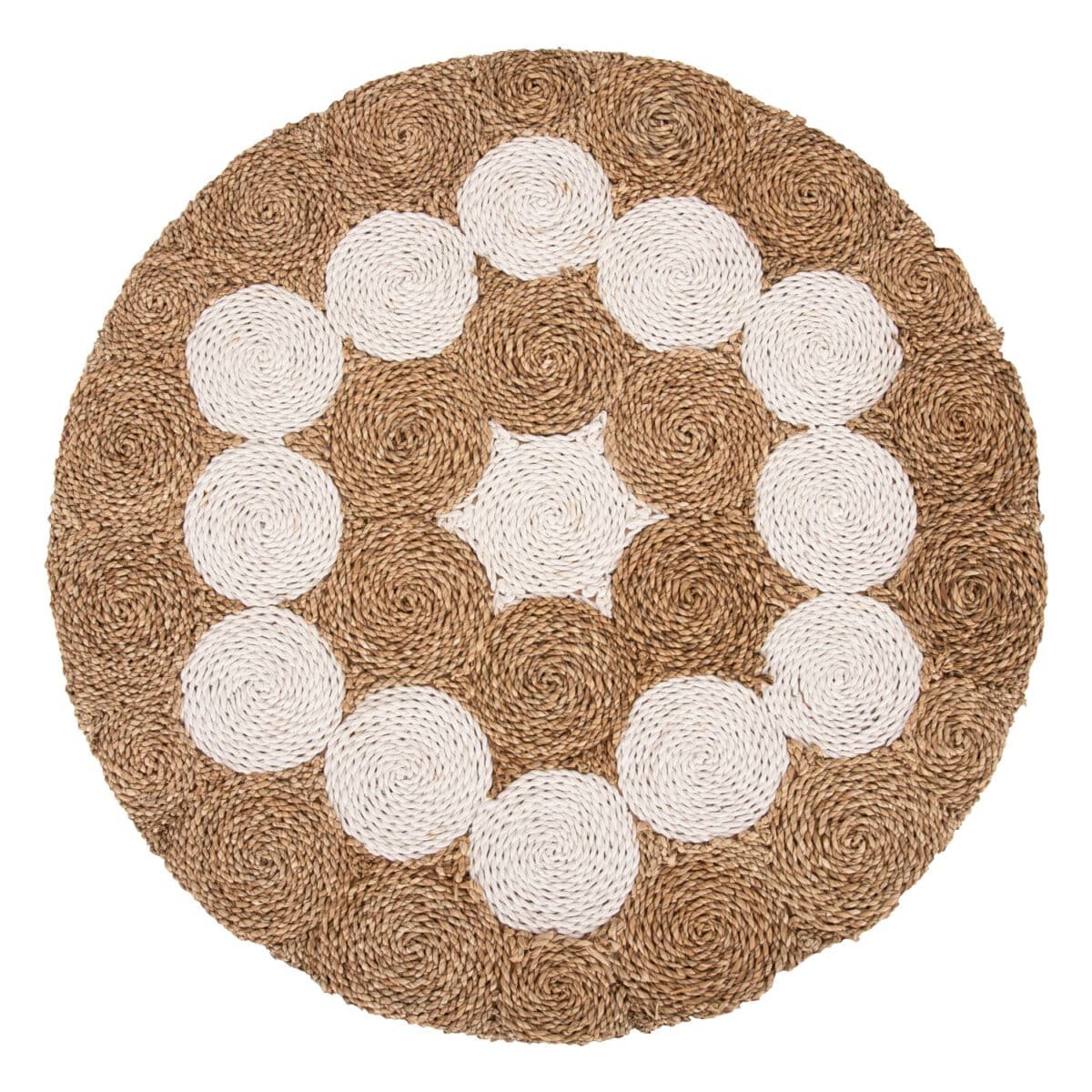 ΤΡΑΠΕΖΙ ΣΑΛΟΝΙΟΥ HM7825 ΞΥΛΟ ΤΕΑΚ ΚΑΙ SEAGRASS ΣΕ ΦΥΣΙΚΟ & ΛΕΥΚΟ Φ81x45Υεκ. - Image 6