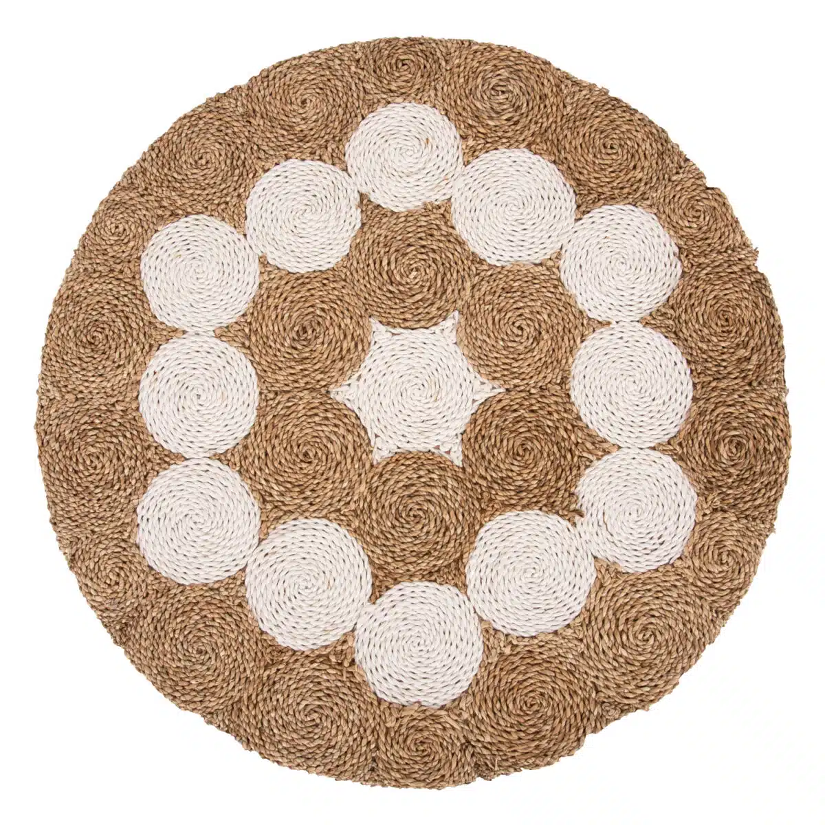 ΤΡΑΠΕΖΙ ΣΑΛΟΝΙΟΥ HM7825 ΞΥΛΟ ΤΕΑΚ ΚΑΙ SEAGRASS ΣΕ ΦΥΣΙΚΟ & ΛΕΥΚΟ Φ81x45Υεκ. - Image 6