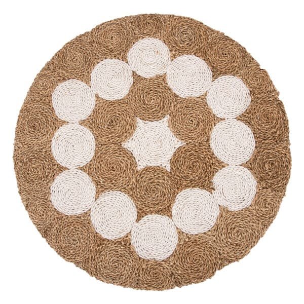 ΤΡΑΠΕΖΙ ΣΑΛΟΝΙΟΥ HM7825 ΞΥΛΟ ΤΕΑΚ ΚΑΙ SEAGRASS ΣΕ ΦΥΣΙΚΟ & ΛΕΥΚΟ Φ81x45Υεκ. - Image 6