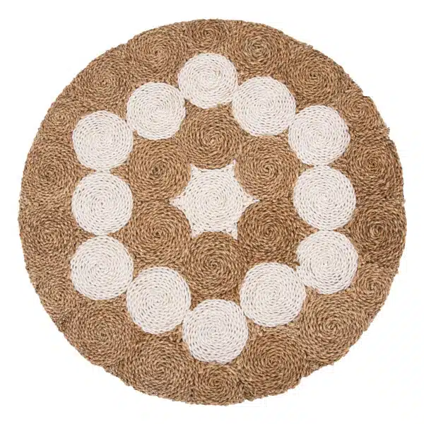 ΤΡΑΠΕΖΙ ΣΑΛΟΝΙΟΥ HM7825 ΞΥΛΟ ΤΕΑΚ ΚΑΙ SEAGRASS ΣΕ ΦΥΣΙΚΟ & ΛΕΥΚΟ Φ81x45Υεκ. - Image 6