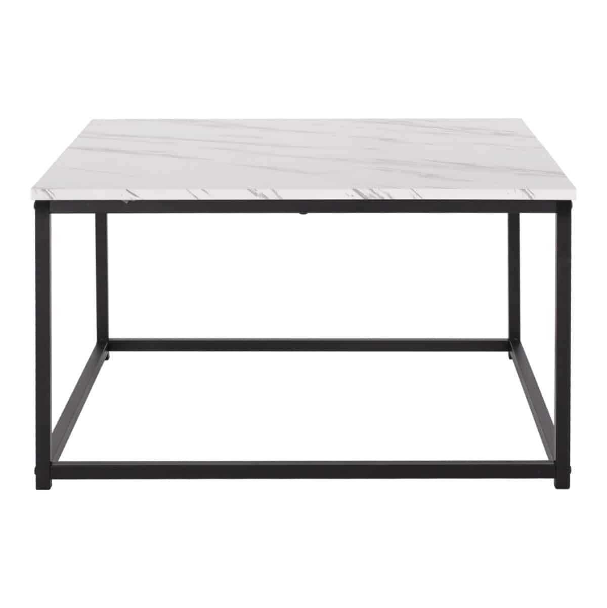ΤΡΑΠΕΖΙ ΣΑΛΟΝΙΟΥ BRAYLEN HM8942.12 ΜΕΛΑΜΙΝΗ ΛΕΥΚΟ ΜΑΡΜΑΡΟ-ΜΑΥΡΗ ΒΑΣΗ 75x75x43Υεκ. - Image 3