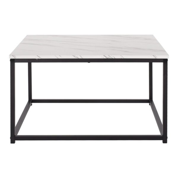 ΤΡΑΠΕΖΙ ΣΑΛΟΝΙΟΥ BRAYLEN HM8942.12 ΜΕΛΑΜΙΝΗ ΛΕΥΚΟ ΜΑΡΜΑΡΟ-ΜΑΥΡΗ ΒΑΣΗ 75x75x43Υεκ. - Image 3