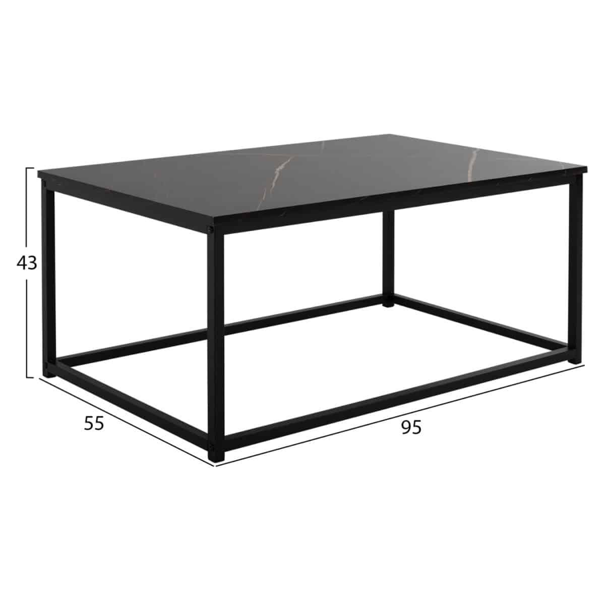 ΤΡΑΠΕΖΙ ΣΑΛΟΝΙΟΥ SAFFRON HM8975.13 ΜΕΛΑΜΙΝΗ ΜΑΥΡΟ ΜΑΡΜΑΡΟ 95Χ55Χ43Yεκ. - Image 2