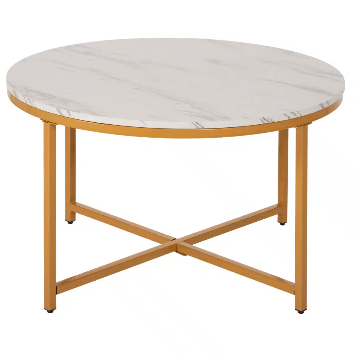 ΤΡΑΠΕΖΙ ΣΑΛΟΝΙΟΥ HM9420.01 WHITE MARBLE ΜΕΛΑΜΙΝΗ-ΧΡΥΣΗ ΜΕΤΑΛΛΙΚΗ ΒΑΣΗ Φ80x48,5Yεκ. - Image 3
