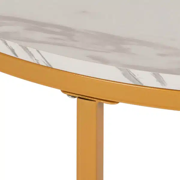 ΤΡΑΠΕΖΙ ΣΑΛΟΝΙΟΥ HM9420.01 WHITE MARBLE ΜΕΛΑΜΙΝΗ-ΧΡΥΣΗ ΜΕΤΑΛΛΙΚΗ ΒΑΣΗ Φ80x48,5Yεκ. - Image 5