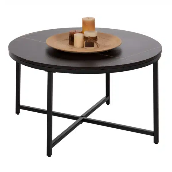 ΤΡΑΠΕΖΙ ΣΑΛΟΝΙΟΥ HM9420.03 BLACK MARBLE ΜΕΛΑΜΙΝΗ-ΜΑΥΡΗ ΜΕΤΑΛΛΙΚΗ ΒΑΣΗ Φ80x48