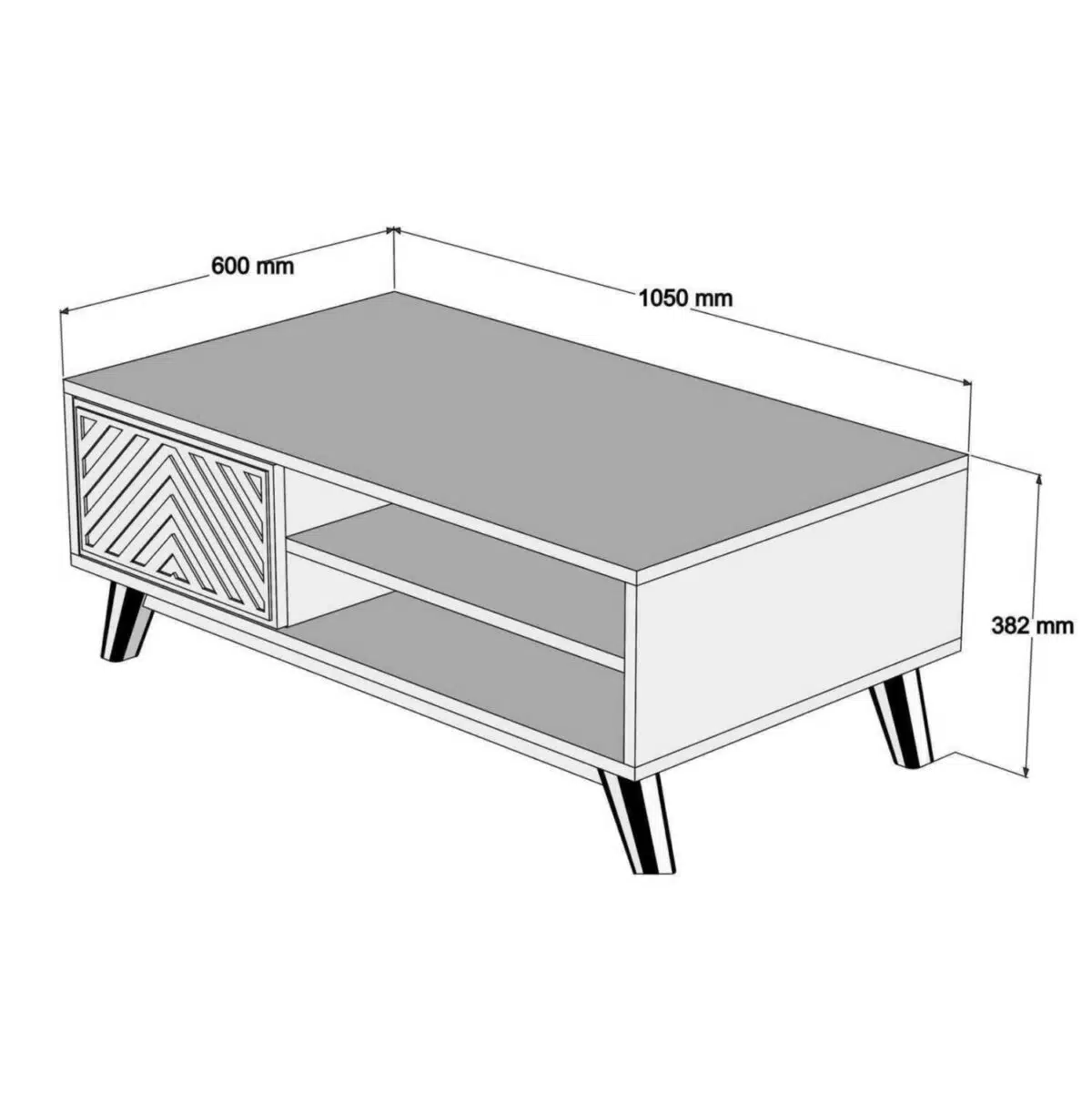 ΤΡΑΠΕΖΙ ΣΑΛΟΝΙΟΥ HM9502.03 ΜΕΛΑΜΙΝΗΣ ΜΕ ΝΤΟΥΛΑΠΑΚΙ ΚΑΡΥΔΙ & ΛΕΥΚΟ 105x60x38.2Υεκ. - Image 2