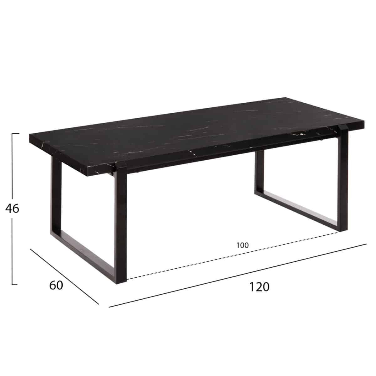 ΤΡΑΠΕΖΙ ΣΑΛΟΝΙΟΥ SHABEN HM9585.01 MDF ΜΑΥΡΟ ΜΑΡΜΑΡΟ-ΜΑΥΡΗ ΜΕΤΑΛΛΙΚΗ ΒΑΣΗ 120x60X46Yεκ. - Image 2