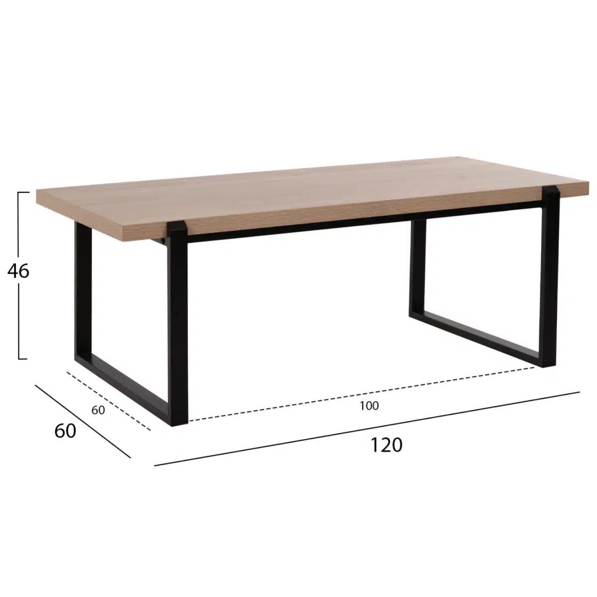 ΤΡΑΠΕΖΙ ΣΑΛΟΝΙΟΥ SHABEN HM9585.03 MDF SONOMA-ΜΑΥΡΗ ΜΕΤΑΛΛΙΚΗ ΒΑΣΗ 120x60X46Yεκ. - Image 2