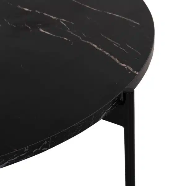 ΤΡΑΠΕΖΙ ΣΑΛΟΝΙΟΥ HM9588.01 MDF ΜΑΥΡΟ ΜΑΡΜΑΡΟ-ΜΑΥΡΗ ΜΕΤΑΛΛΙΚΗ ΒΑΣΗ Φ80x45Υεκ. - Image 4