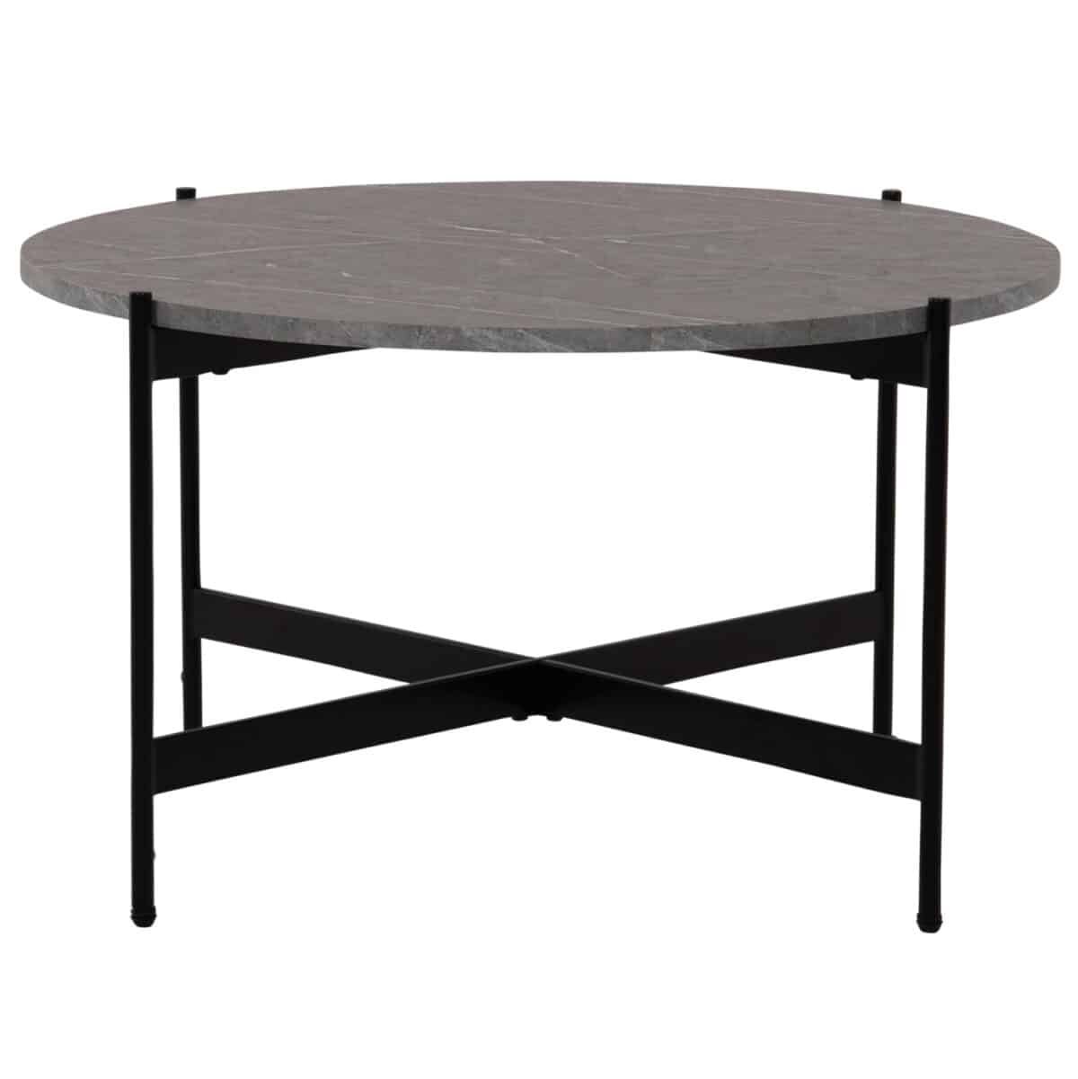 ΤΡΑΠΕΖΙ ΣΑΛΟΝΙΟΥ HM9588.02 MDF ΓΚΡΙ ΜΑΡΜΑΡΟ-ΜΑΥΡΗ ΜΕΤΑΛΛΙΚΗ ΒΑΣΗ Φ80x45Υεκ. - Image 3