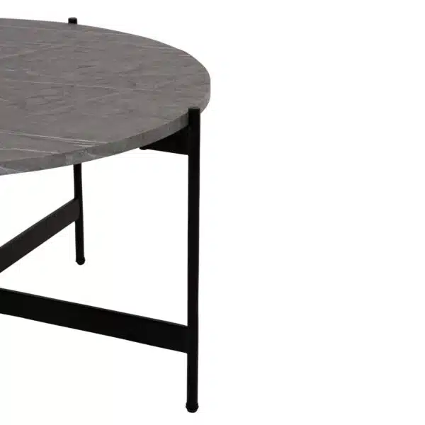 ΤΡΑΠΕΖΙ ΣΑΛΟΝΙΟΥ HM9588.02 MDF ΓΚΡΙ ΜΑΡΜΑΡΟ-ΜΑΥΡΗ ΜΕΤΑΛΛΙΚΗ ΒΑΣΗ Φ80x45Υεκ. - Image 4