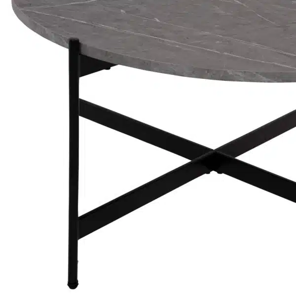 ΤΡΑΠΕΖΙ ΣΑΛΟΝΙΟΥ HM9588.02 MDF ΓΚΡΙ ΜΑΡΜΑΡΟ-ΜΑΥΡΗ ΜΕΤΑΛΛΙΚΗ ΒΑΣΗ Φ80x45Υεκ. - Image 6