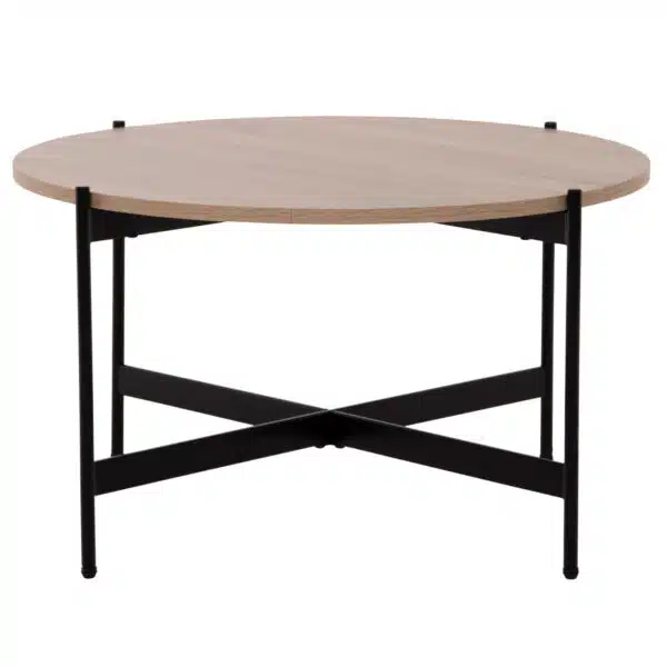 ΤΡΑΠΕΖΙ ΣΑΛΟΝΙΟΥ HM9588.03 MDF ΣΟΝΑΜΑ-ΜΑΥΡΗ ΜΕΤΑΛΛΙΚΗ ΒΑΣΗ Φ80x45Υεκ. - Image 3