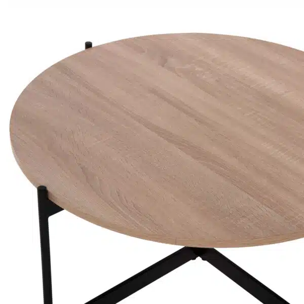ΤΡΑΠΕΖΙ ΣΑΛΟΝΙΟΥ HM9588.03 MDF ΣΟΝΑΜΑ-ΜΑΥΡΗ ΜΕΤΑΛΛΙΚΗ ΒΑΣΗ Φ80x45Υεκ. - Image 5