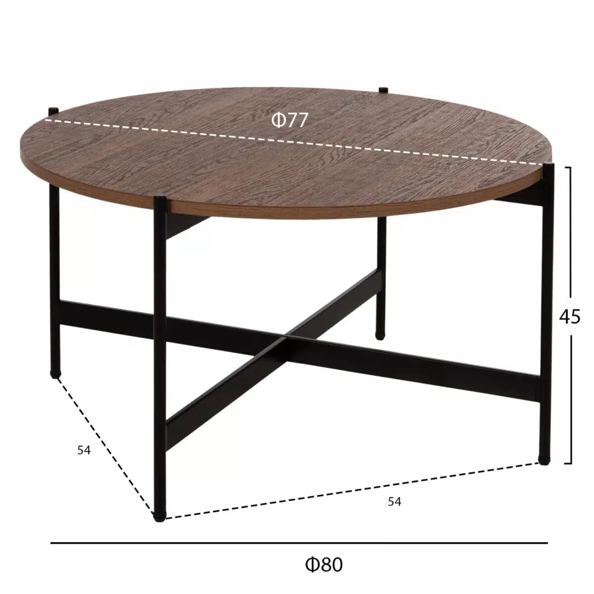 ΤΡΑΠΕΖΙ ΣΑΛΟΝΙΟΥ HM9588.04 MDF ΚΑΡΥΔΙ-ΜΑΥΡΗ ΜΕΤΑΛΛΙΚΗ ΒΑΣΗ Φ80x45Υεκ. - Image 2