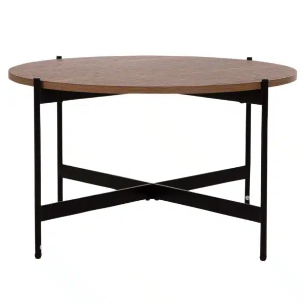ΤΡΑΠΕΖΙ ΣΑΛΟΝΙΟΥ HM9588.04 MDF ΚΑΡΥΔΙ-ΜΑΥΡΗ ΜΕΤΑΛΛΙΚΗ ΒΑΣΗ Φ80x45Υεκ. - Image 3