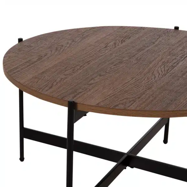 ΤΡΑΠΕΖΙ ΣΑΛΟΝΙΟΥ HM9588.04 MDF ΚΑΡΥΔΙ-ΜΑΥΡΗ ΜΕΤΑΛΛΙΚΗ ΒΑΣΗ Φ80x45Υεκ. - Image 4
