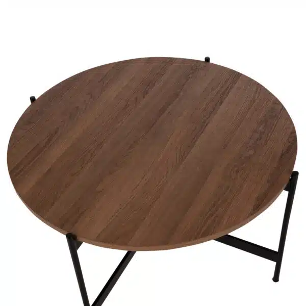 ΤΡΑΠΕΖΙ ΣΑΛΟΝΙΟΥ HM9588.04 MDF ΚΑΡΥΔΙ-ΜΑΥΡΗ ΜΕΤΑΛΛΙΚΗ ΒΑΣΗ Φ80x45Υεκ. - Image 5