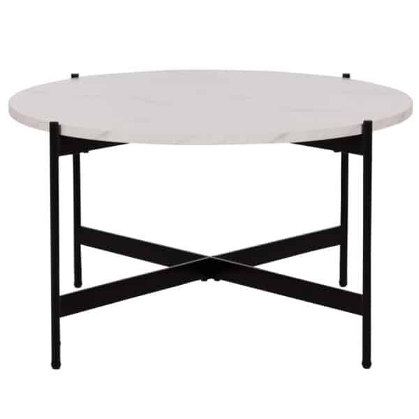 ΤΡΑΠΕΖΙ ΣΑΛΟΝΙΟΥ HM9588.05 MDF ΛΕΥΚΟ ΜΑΡΜΑΡΟ-ΜΑΥΡΗ ΜΕΤΑΛΛΙΚΗ ΒΑΣΗ Φ80x45Υεκ. - Image 3