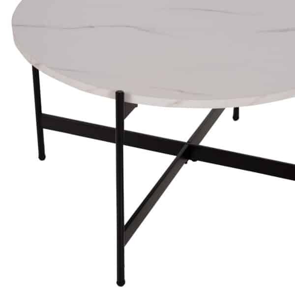 ΤΡΑΠΕΖΙ ΣΑΛΟΝΙΟΥ HM9588.05 MDF ΛΕΥΚΟ ΜΑΡΜΑΡΟ-ΜΑΥΡΗ ΜΕΤΑΛΛΙΚΗ ΒΑΣΗ Φ80x45Υεκ. - Image 4