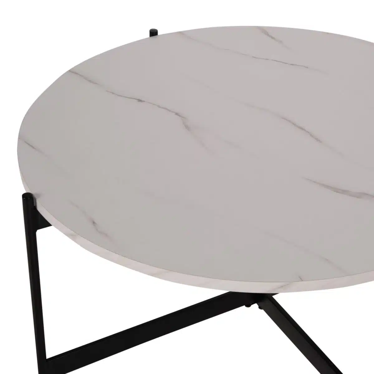 ΤΡΑΠΕΖΙ ΣΑΛΟΝΙΟΥ HM9588.05 MDF ΛΕΥΚΟ ΜΑΡΜΑΡΟ-ΜΑΥΡΗ ΜΕΤΑΛΛΙΚΗ ΒΑΣΗ Φ80x45Υεκ. - Image 5