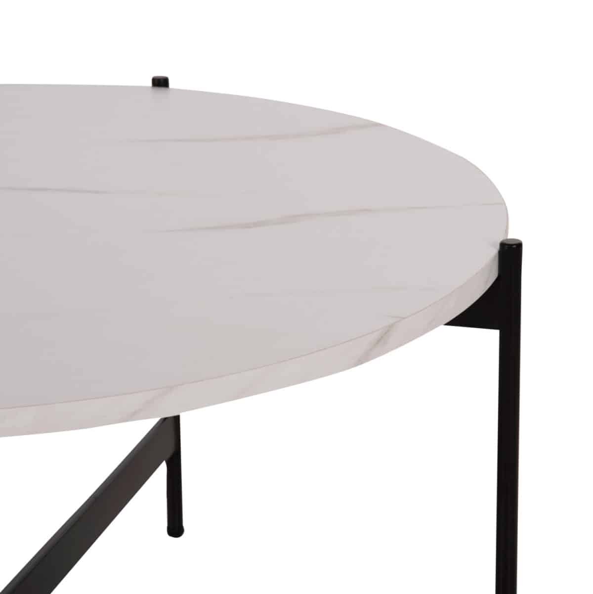 ΤΡΑΠΕΖΙ ΣΑΛΟΝΙΟΥ HM9588.05 MDF ΛΕΥΚΟ ΜΑΡΜΑΡΟ-ΜΑΥΡΗ ΜΕΤΑΛΛΙΚΗ ΒΑΣΗ Φ80x45Υεκ. - Image 6