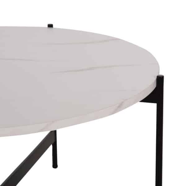 ΤΡΑΠΕΖΙ ΣΑΛΟΝΙΟΥ HM9588.05 MDF ΛΕΥΚΟ ΜΑΡΜΑΡΟ-ΜΑΥΡΗ ΜΕΤΑΛΛΙΚΗ ΒΑΣΗ Φ80x45Υεκ. - Image 6