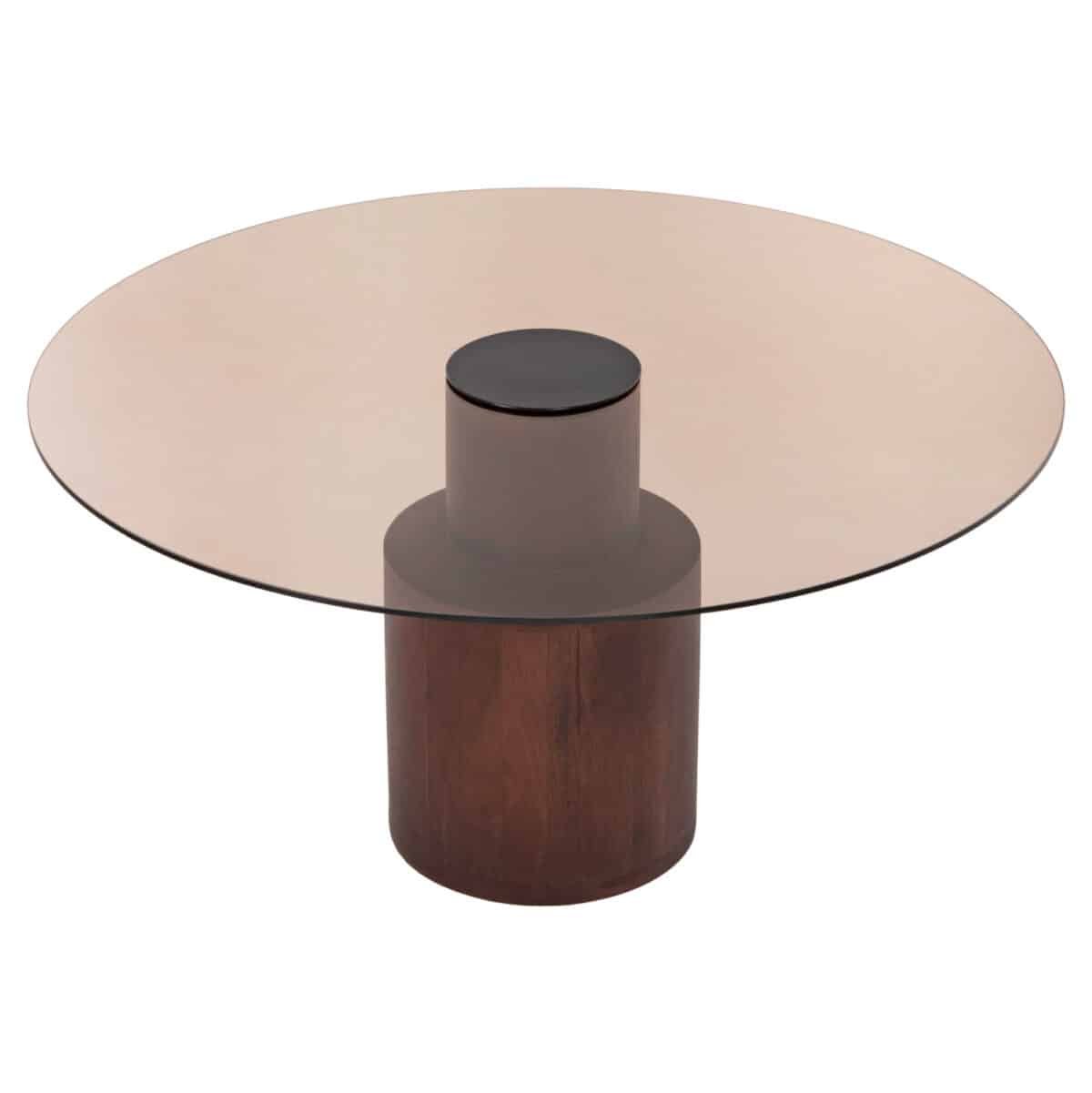 ΤΡΑΠΕΖΙ ΣΑΛΟΝΙΟΥ SUNNET HM9670 ΞΥΛΟ MANGO ΚΑΦΕ-ΓΥΑΛΙΝΟ TOΠ Φ80x41Y εκ. - Image 3