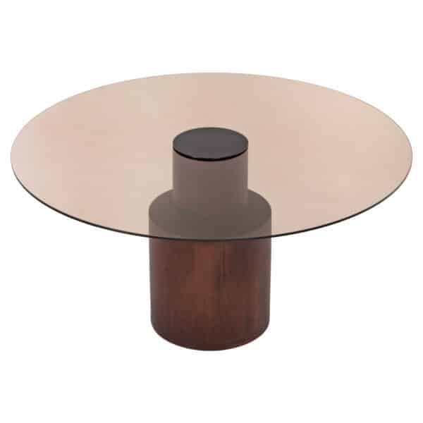 ΤΡΑΠΕΖΙ ΣΑΛΟΝΙΟΥ SUNNET HM9670 ΞΥΛΟ MANGO ΚΑΦΕ-ΓΥΑΛΙΝΟ TOΠ Φ80x41Y εκ. - Image 3