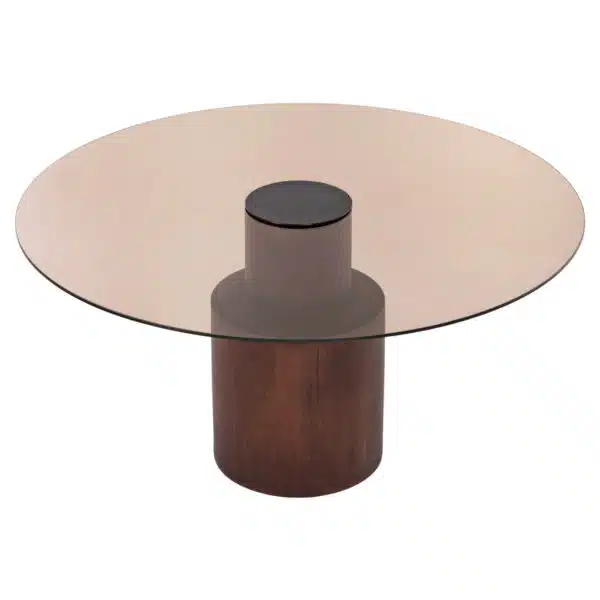 ΤΡΑΠΕΖΙ ΣΑΛΟΝΙΟΥ SUNNET HM9670 ΞΥΛΟ MANGO ΚΑΦΕ-ΓΥΑΛΙΝΟ TOΠ Φ80x41Y εκ. - Image 3