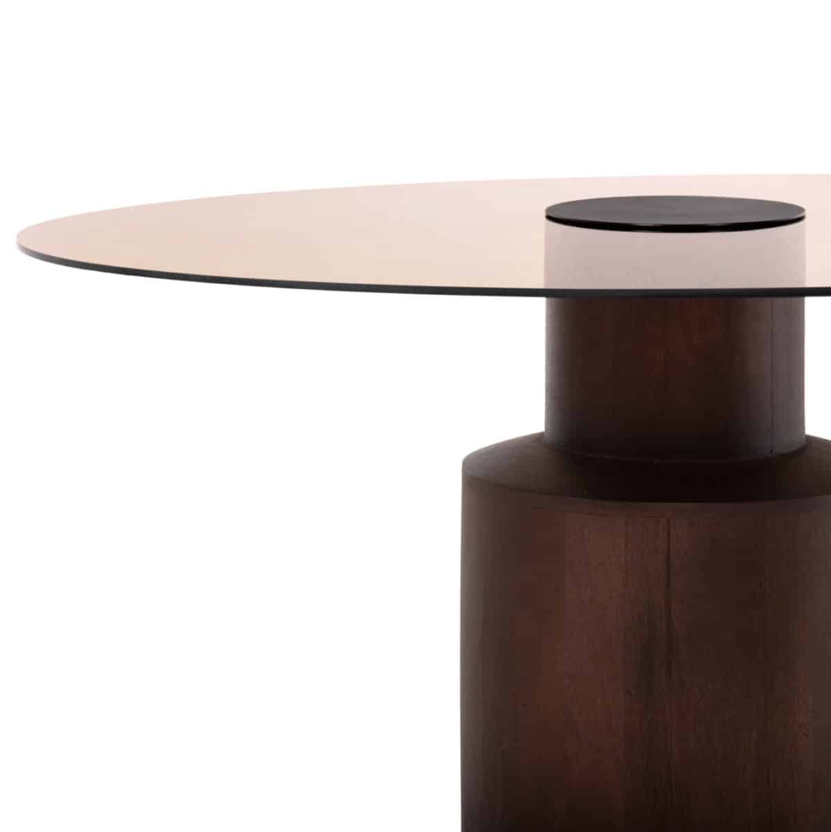 ΤΡΑΠΕΖΙ ΣΑΛΟΝΙΟΥ SUNNET HM9670 ΞΥΛΟ MANGO ΚΑΦΕ-ΓΥΑΛΙΝΟ TOΠ Φ80x41Y εκ. - Image 5