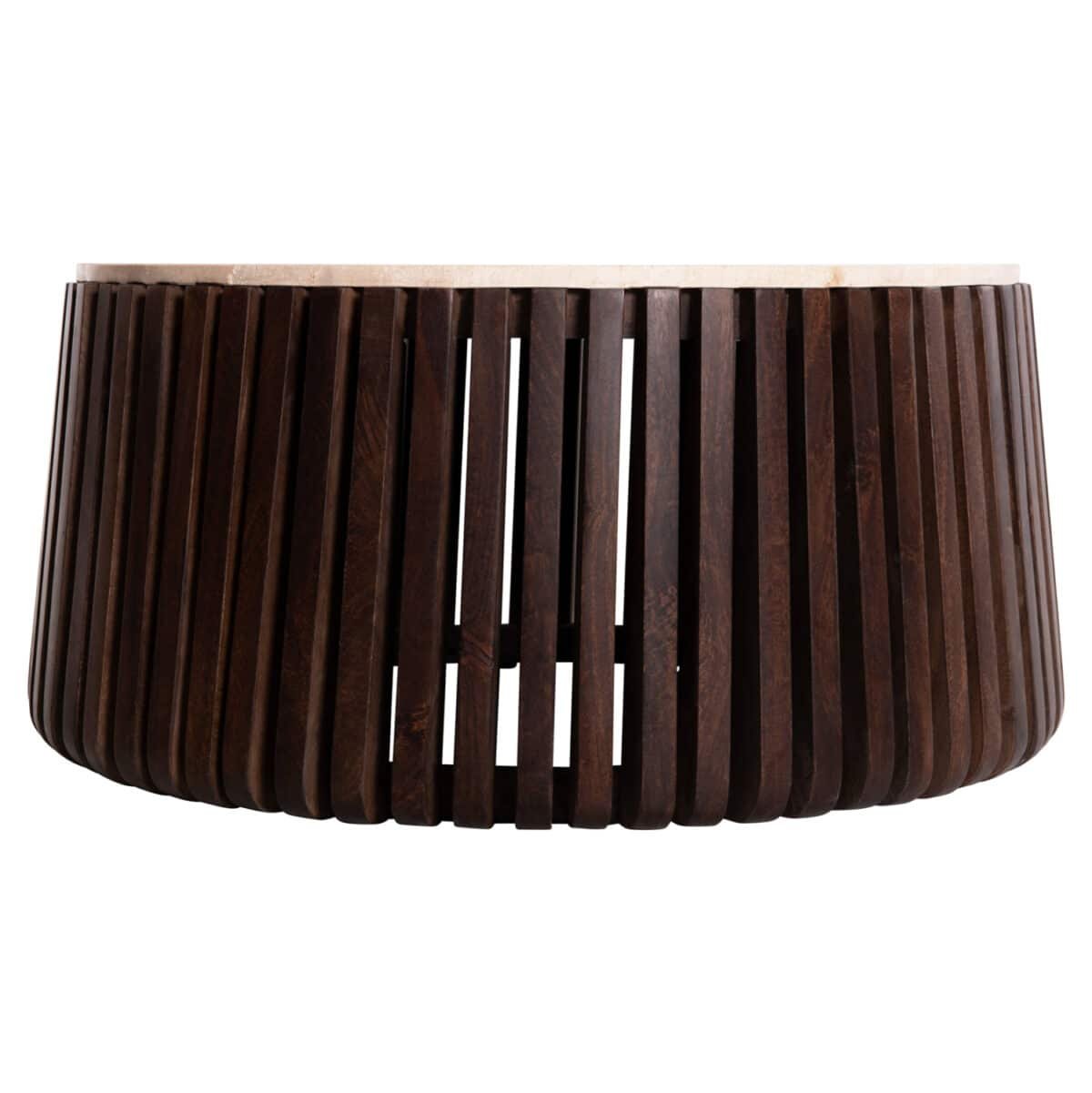 ΤΡΑΠΕΖΙ ΣΑΛΟΝΙΟΥ KREST HM9712 ΜΑΣΙΦ ΞΥΛΟ ΑΚΑΚΙΑΣ ΣΕ ΚΑΦΕ-ΤΡΑΒΕΡΤΙΝA Φ90x40Υεκ. - Image 5