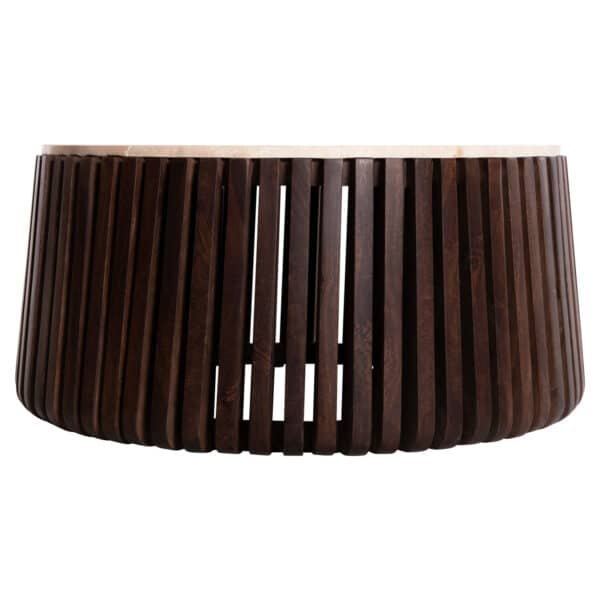 ΤΡΑΠΕΖΙ ΣΑΛΟΝΙΟΥ KREST HM9712 ΜΑΣΙΦ ΞΥΛΟ ΑΚΑΚΙΑΣ ΣΕ ΚΑΦΕ-ΤΡΑΒΕΡΤΙΝA Φ90x40Υεκ. - Image 5