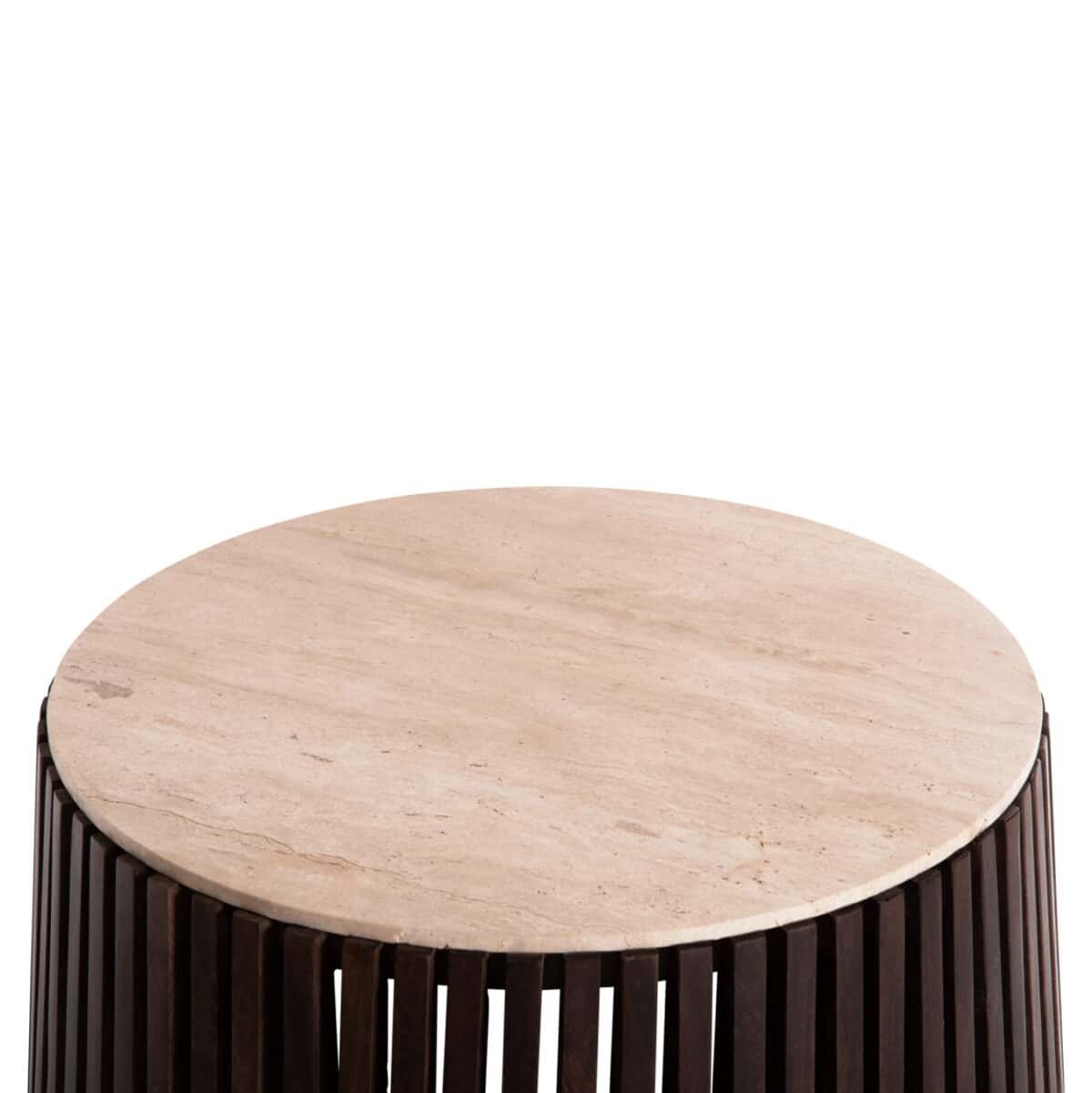 ΤΡΑΠΕΖΙ ΣΑΛΟΝΙΟΥ KREST HM9712 ΜΑΣΙΦ ΞΥΛΟ ΑΚΑΚΙΑΣ ΣΕ ΚΑΦΕ-ΤΡΑΒΕΡΤΙΝA Φ90x40Υεκ. - Image 6