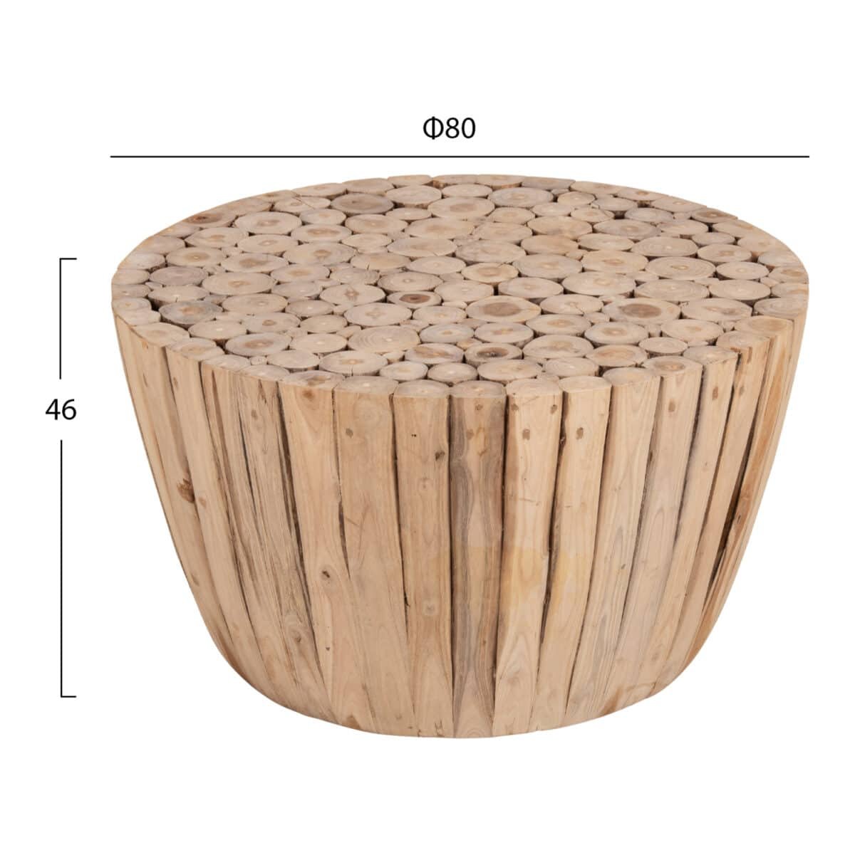 ΤΡΑΠΕΖΙ ΣΑΛΟΝΙΟΥ HM9804 ΞΥΛΟ ΤΕΑΚ ΣΕ ΦΥΣΙΚΟ Φ80x46Yεκ. - Image 2