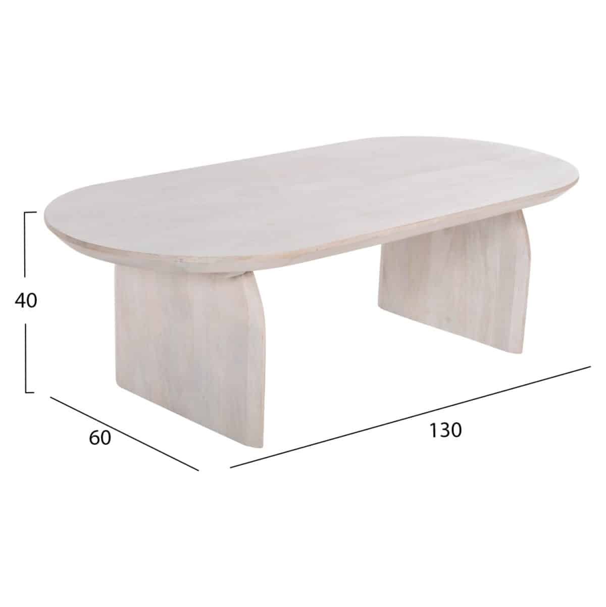 ΤΡΑΠΕΖΙ ΣΑΛΟΝΙΟΥ ΟΒΑΛ HONKY HM9710 ΜΑΣΙΦ ΞΥΛΟ MANGO- ΛΕΥΚΟ 130x60x40Υεκ. - Image 2