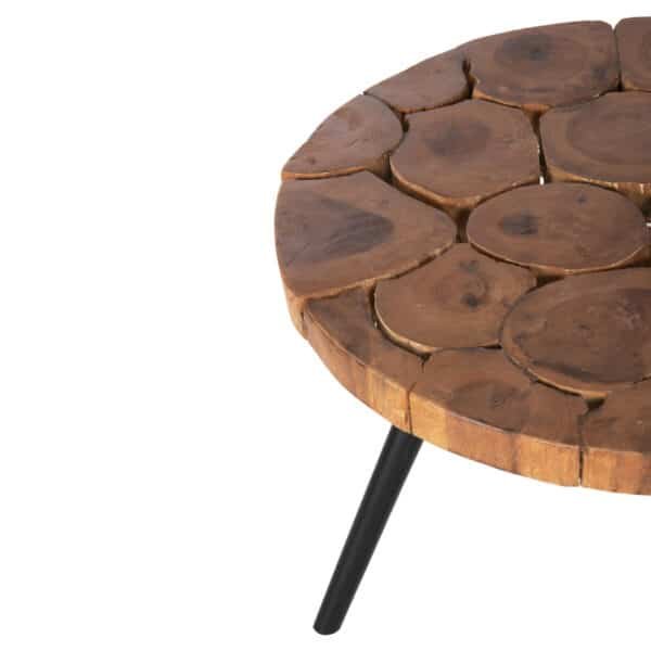 ΤΡΑΠΕΖΙ ΣΑΛΟΝΙΟΥ RIBBEN HM9553 ΞΥΛΟ SUAR ΦΥΣΙΚΟ-ΜΑΥΡΑ ΜΕΤΑΛΛΙΚΑ ΠΟΔΙΑ Φ80x45Υεκ. - Image 4