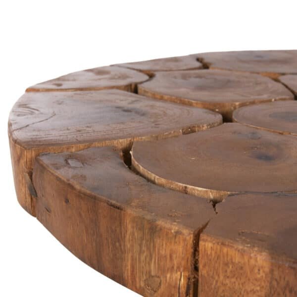 ΤΡΑΠΕΖΙ ΣΑΛΟΝΙΟΥ RIBBEN HM9553 ΞΥΛΟ SUAR ΦΥΣΙΚΟ-ΜΑΥΡΑ ΜΕΤΑΛΛΙΚΑ ΠΟΔΙΑ Φ80x45Υεκ. - Image 5