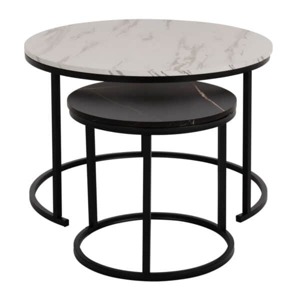 ΤΡΑΠΕΖΙ ΣΑΛΟΝΙΟΥ ΣΕΤ 2ΤΜΧ MDF ΕΦΕ ΜΑΡΜΑΡΟ ΜΙΧ ΜΕ ΜΑΥΡΑ ΠΟΔΙΑ Φ80κΦ48εκ.HM8763.14 - Image 6