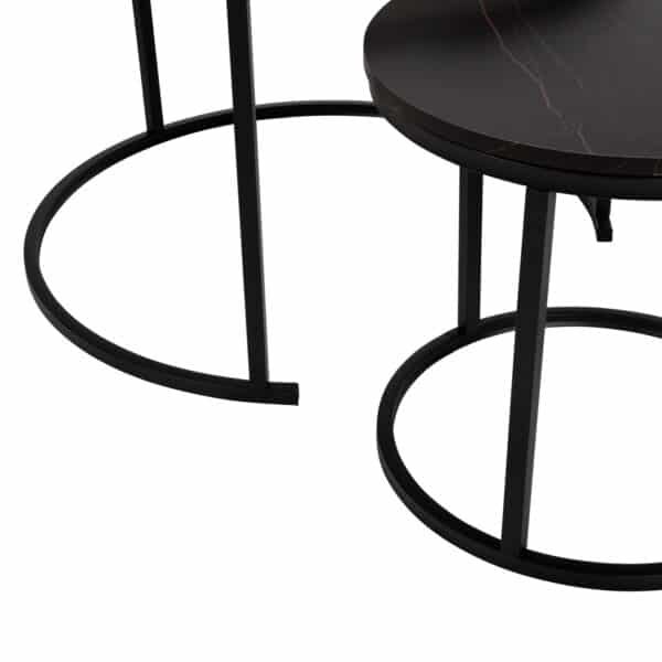 ΤΡΑΠΕΖΙ ΣΑΛΟΝΙΟΥ ΣΕΤ 2ΤΜΧ MDF ΕΦΕ ΜΑΡΜΑΡΟ ΜΙΧ ΜΕ ΜΑΥΡΑ ΠΟΔΙΑ Φ80κΦ48εκ.HM8763.14 - Image 8