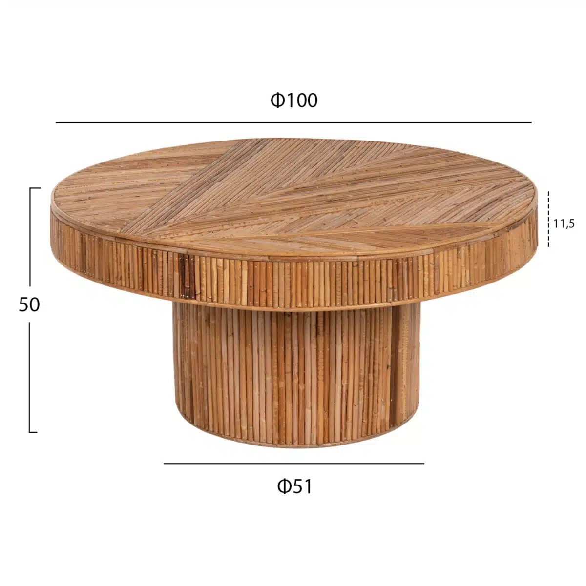 ΤΡΑΠΕΖΙ ΣΑΛΟΝΙΟΥ GATSBY ΣΤΡΟΓΓΥΛΟ HM9651 RATTAN ΧΡΩΜΑ ΦΥΣΙΚΟ Φ100x50Y εκ. - Image 2