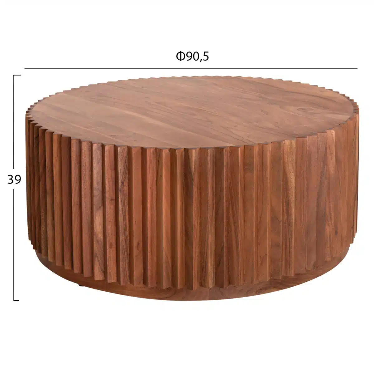 ΤΡΑΠΕΖΙ ΣΑΛΟΝΙΟΥ ΣΤΡΟΓΓΥΛΟ SEDGE HM9695 ΜΑΣΙΦ ΑΚΑΚΙΑ-ΦΥΣΙΚΟ ΧΡΩΜΑ Φ90Χ38Υεκ. - Image 2