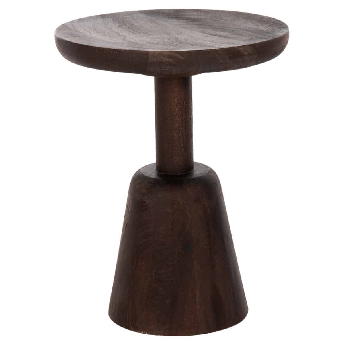 ΤΡΑΠΕΖΙ ΣΑΛΟΝΙΟΥ ΣΤΡΟΓΓΥΛΟ CRABB HM9701 ΜΑΣΙΦ MANGO ΣΚΟΥΡΟ ΚΑΦΕ Φ40x49,5Υεκ. - Image 3